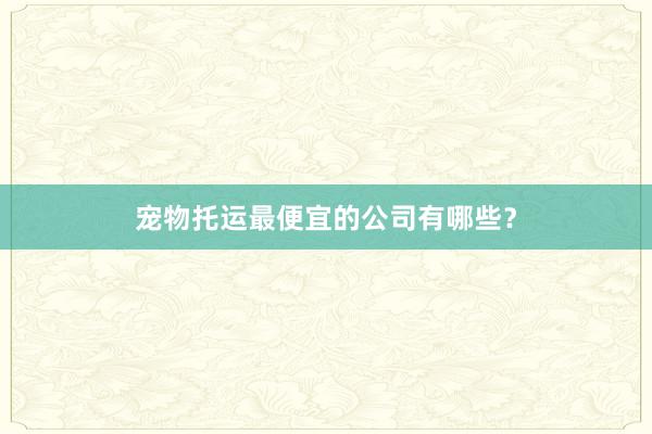 宠物托运最便宜的公司有哪些？